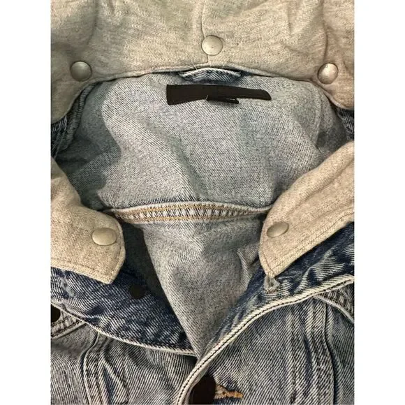 Blank NYC Denim Jacket with Removable Hood Size L - Picture 4 of 6